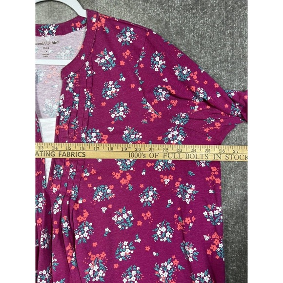 Woman Within Tunic Top Womens Size 22/24 1X Floral Pintuck Pleated Pullover - Picture 13 of 14